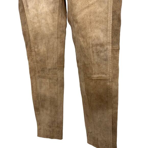 Polo Ralph Lauren Slim Cut Tan Suede Leather Pants – Size Medium - Picture 4 of 7